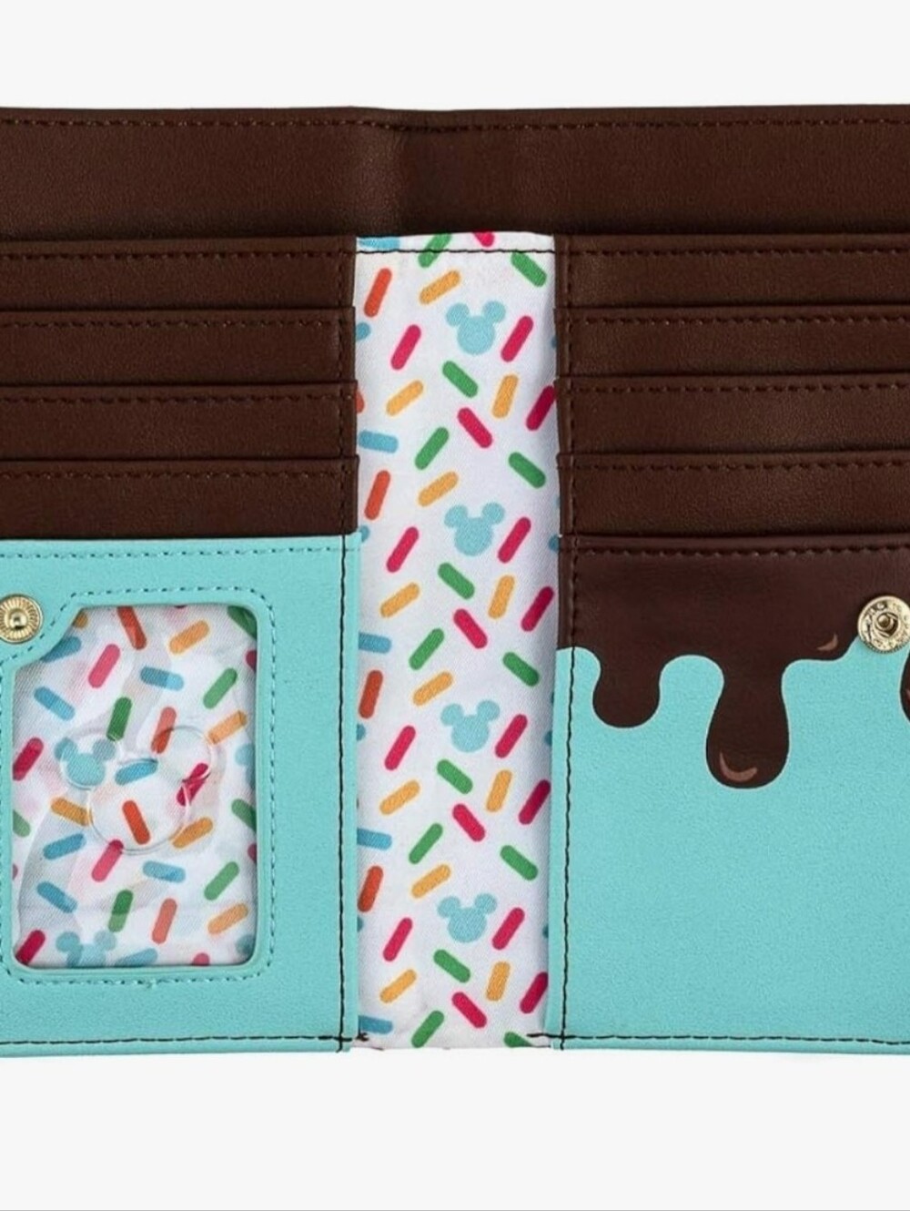 Loungefly Disney Mickey and Minnie Mouse Sweet Treats Pink Bi-Fold Snap Wallet - Picture 3 of 3